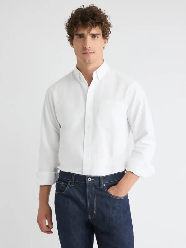White Long-Sleeve Oxford Shirt sold by RW&CO.