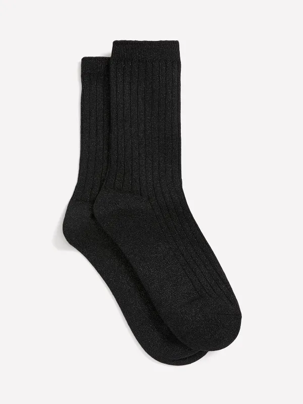 Ribbed Crew Socks with Metallic Fibres sold by RW&CO.