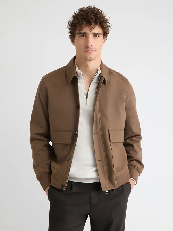Twill Bomber Jacket with Shirt Collar sold by RW&CO.