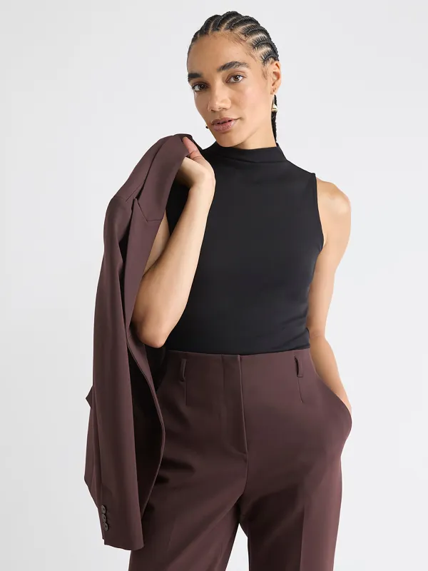 Luxe Knit Sleeveless Mock-Neck Ribbed Fitted Top sold by RW&CO.