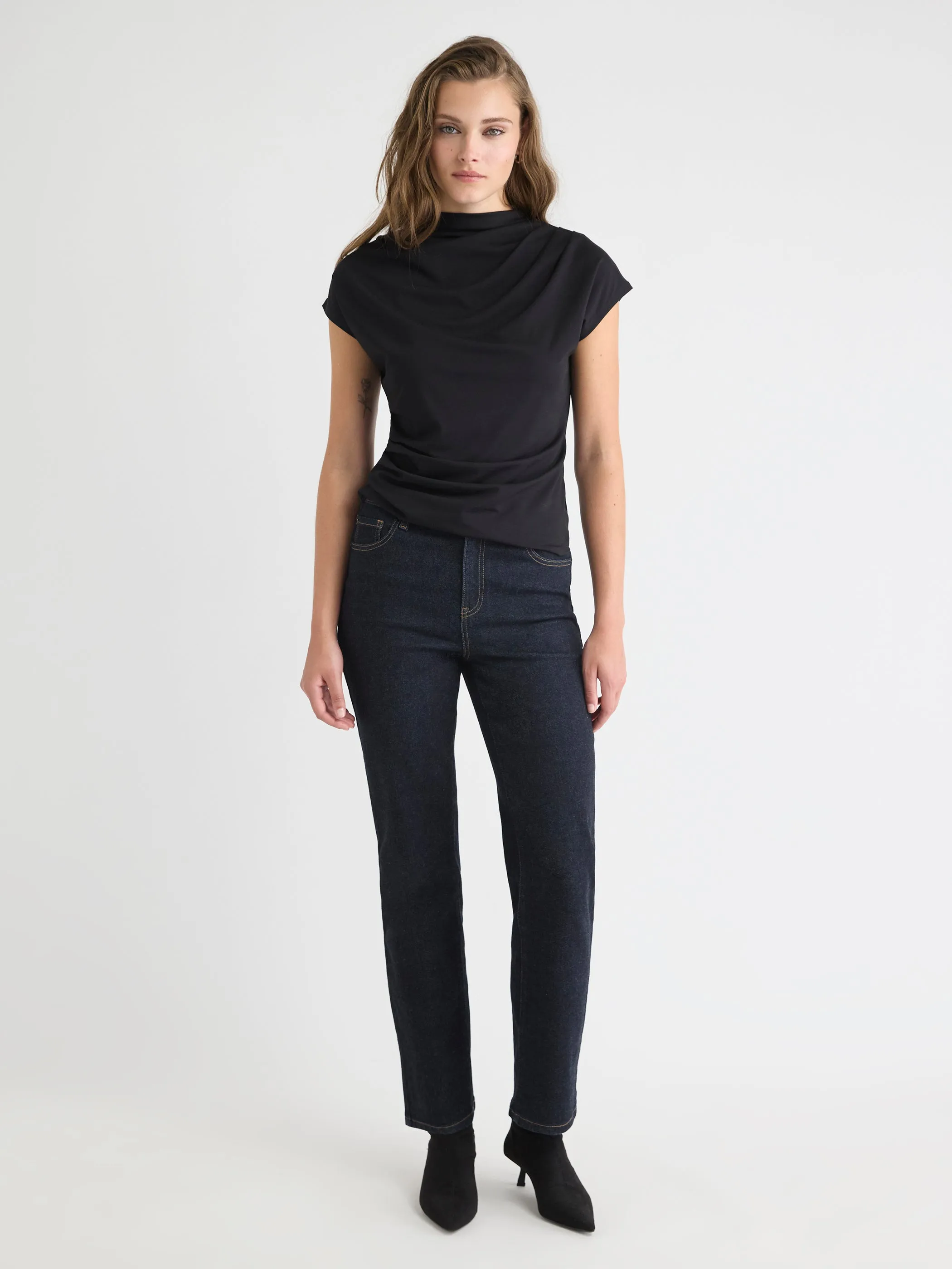 Extended-Sleeve Crew-Neck Draped Top sold by RW&CO. product image thumbnail 2