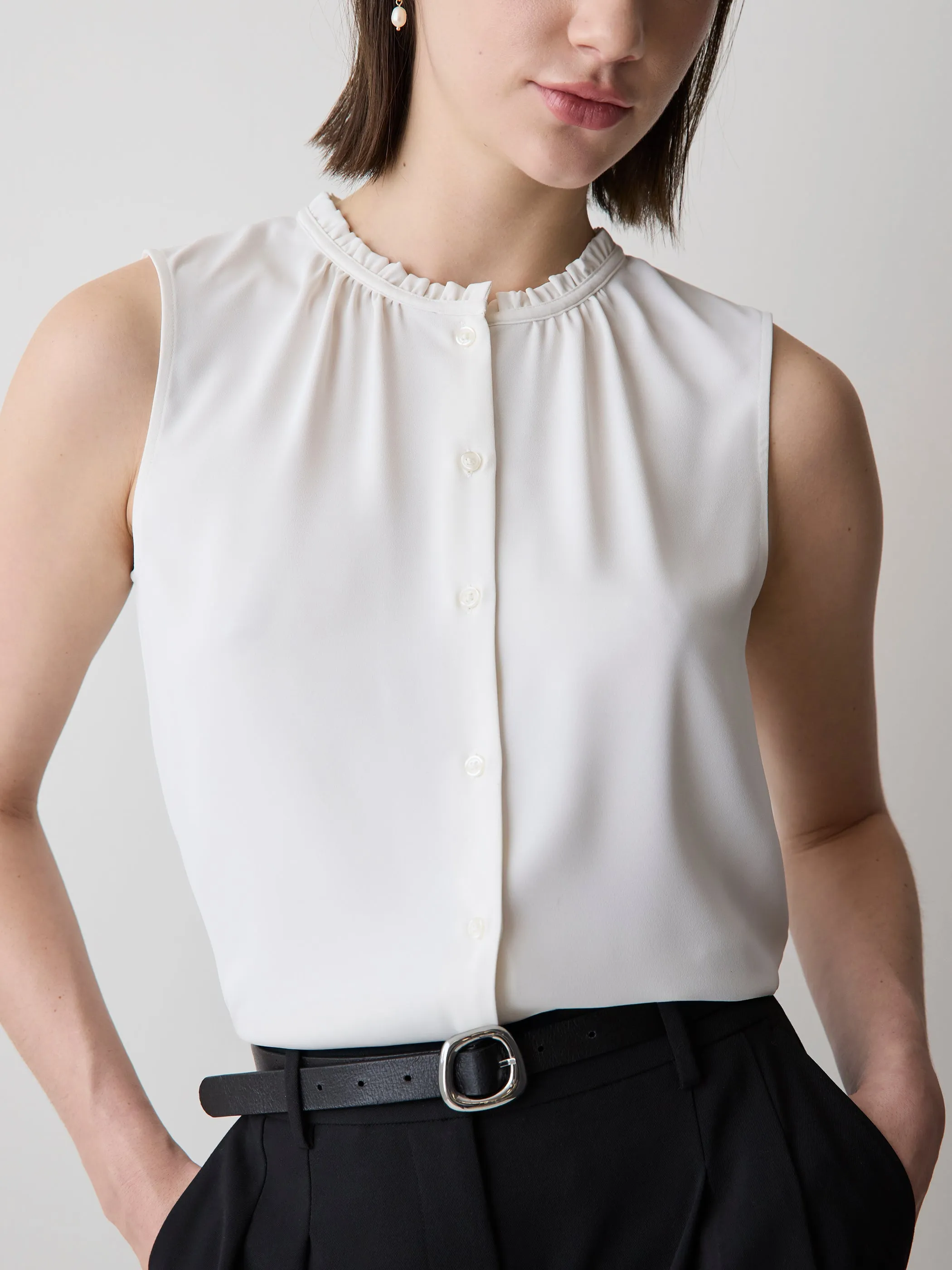 Sleeveless Buttoned-Down Blouse sold by RW&CO. product image thumbnail 4