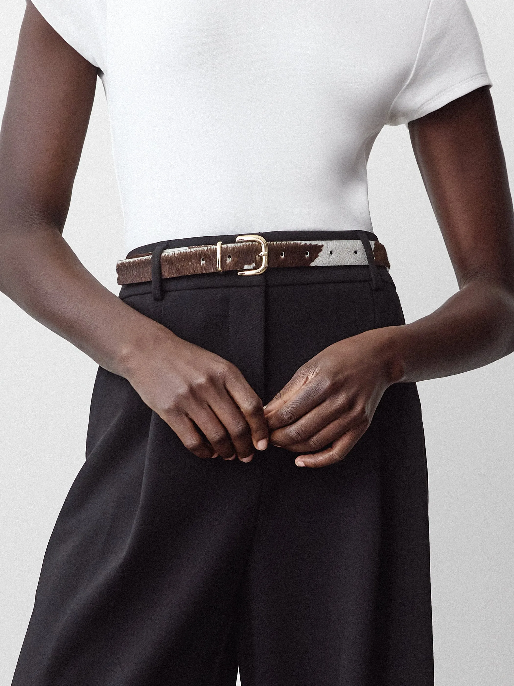 Leather Belt with Cow Print Pattern sold by RW&CO.