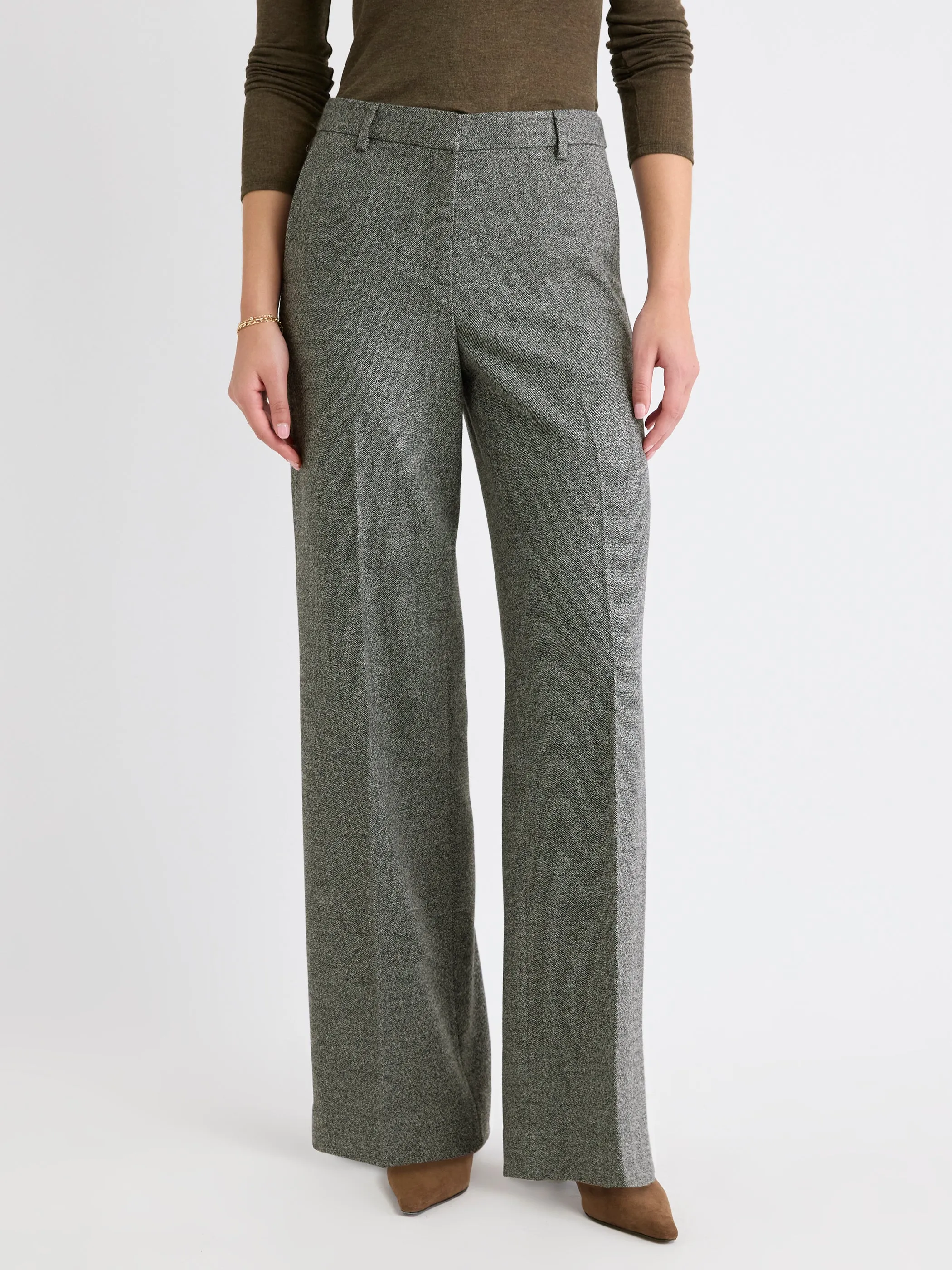 Mid-Rise Wide-Leg Tweed Pant sold by RW&CO. product image thumbnail 2