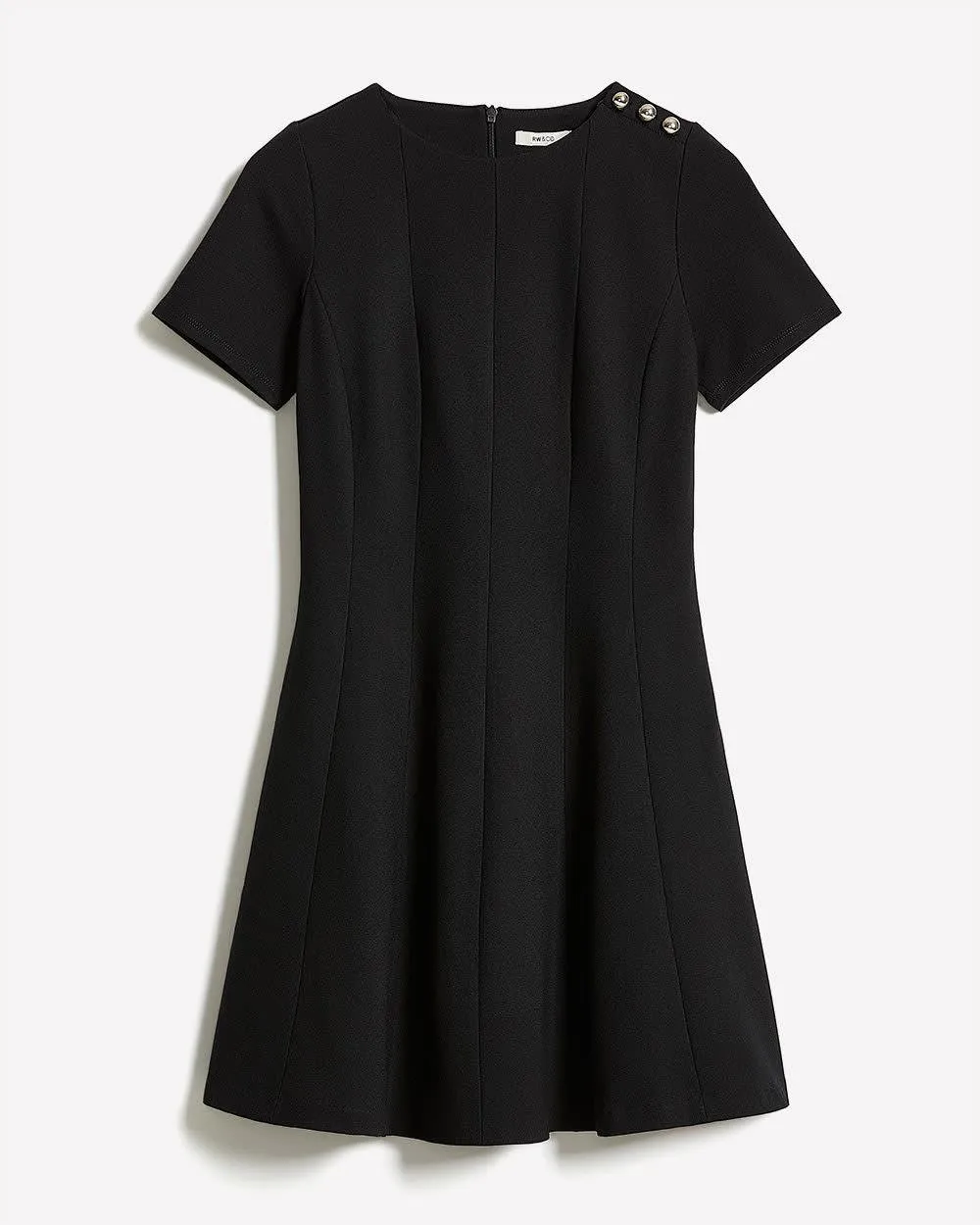Short-Sleeve Crew-Neck Mini-Dress with Buttons on Shoulder sold by RW&CO. product image thumbnail 4