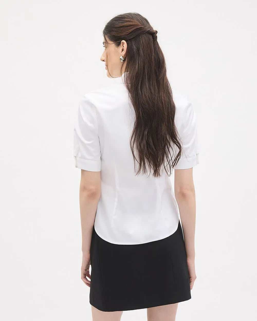 Short-Sleeve Buttoned-Down Poplin Blouse sold by RW&CO. product image thumbnail 3