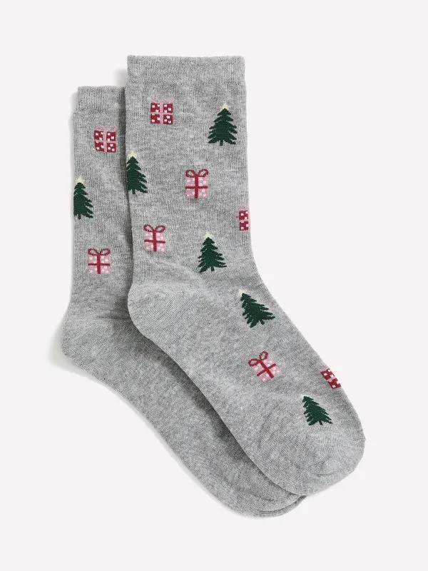 Crew Socks with Gifts and Christmas Trees sold by RW&CO.