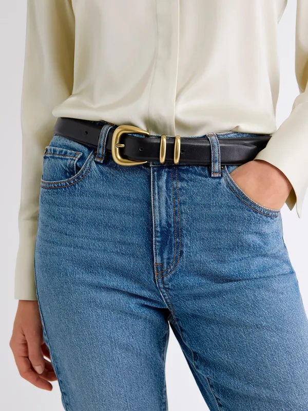 Leather Belt with Bold Buckle sold by RW&CO.