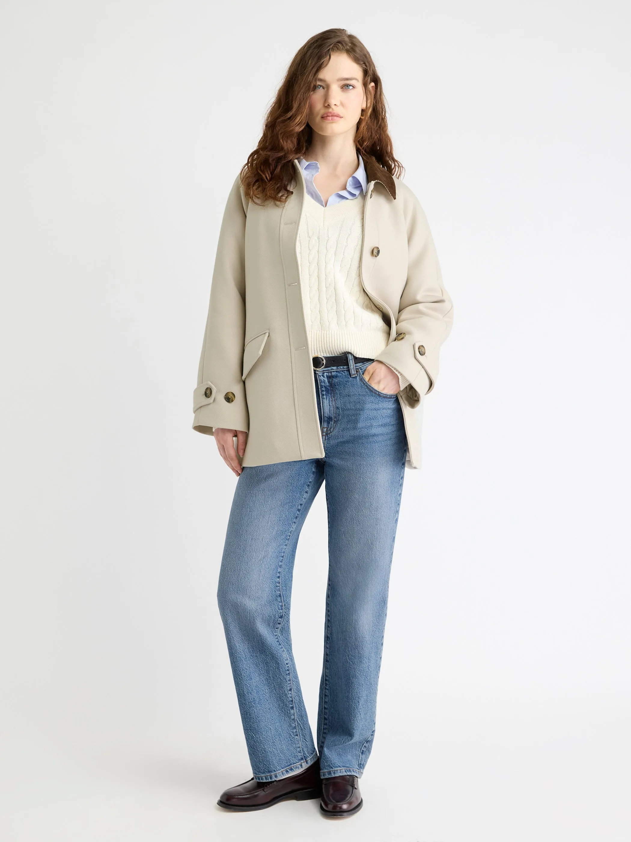 Twill Barn Coat with Corduroy Shirt Collar sold by RW&CO. product image thumbnail 2