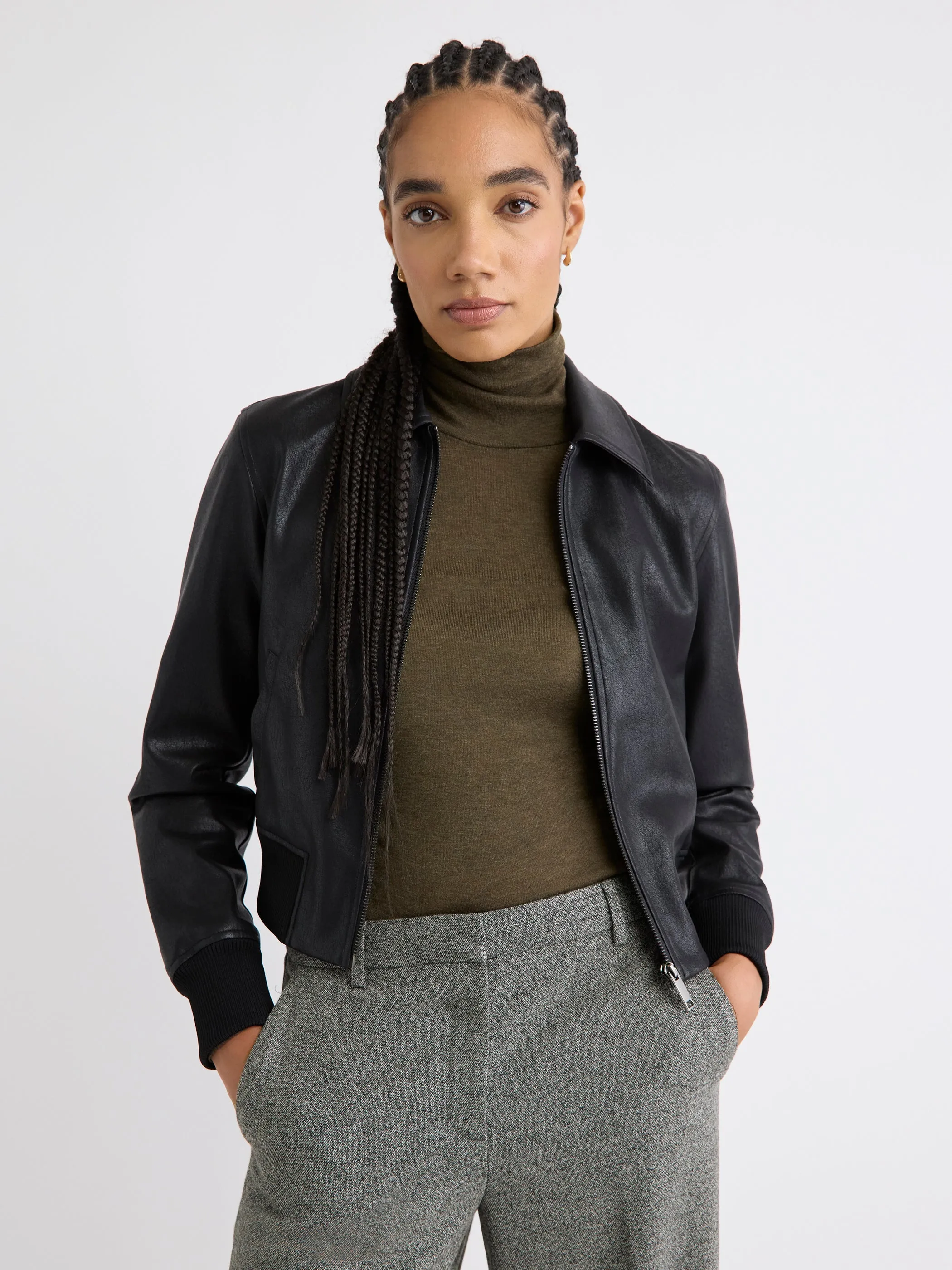 Faux Leather Bomber Jacket sold by RW&CO.