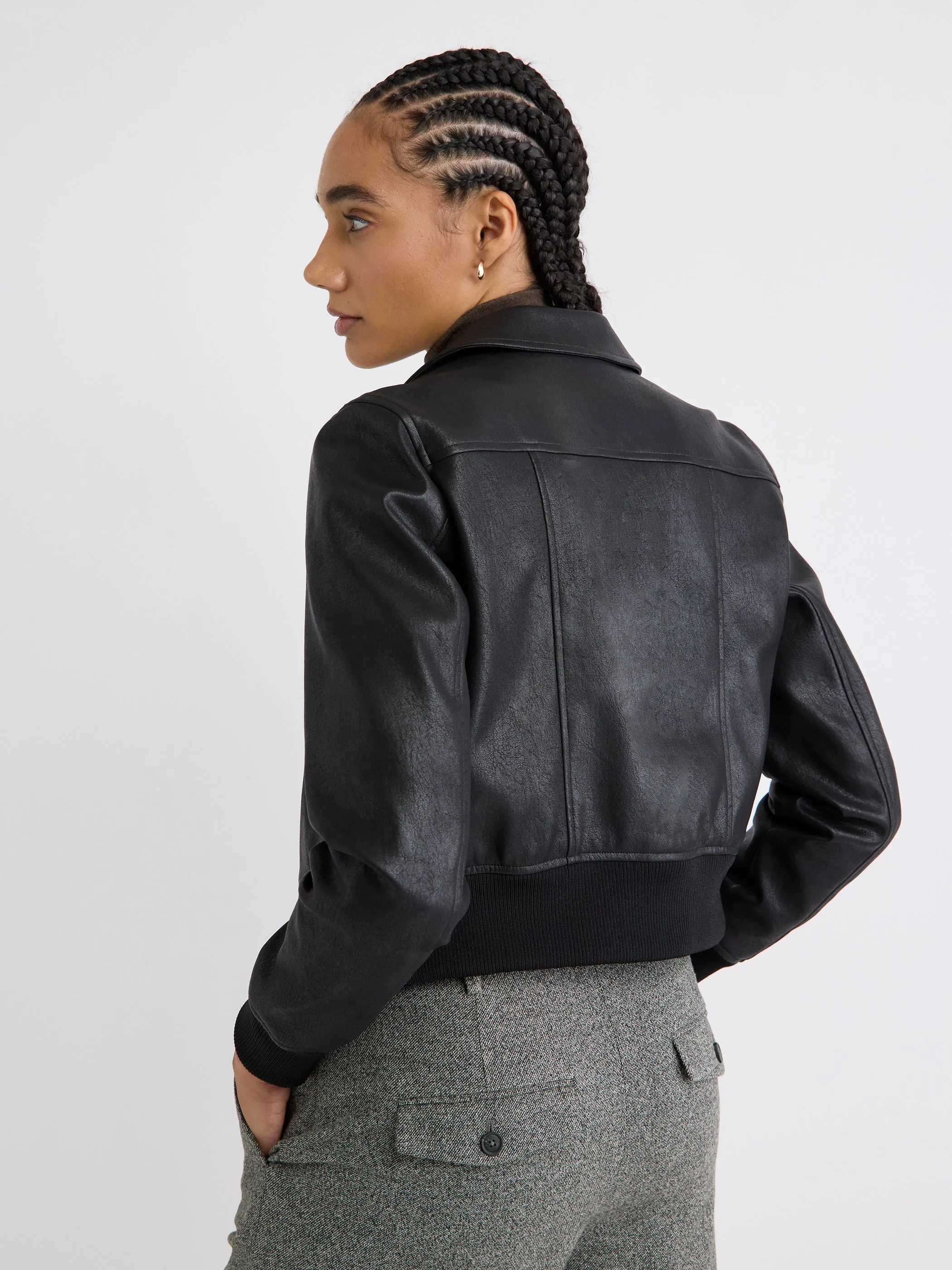 Faux Leather Bomber Jacket sold by RW&CO. product image thumbnail 3