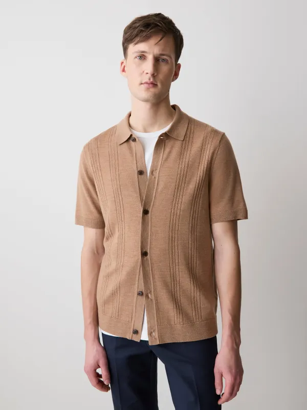 Merino-Wool Short-Sleeve Shirt-Collar Cardigan sold by RW&CO.