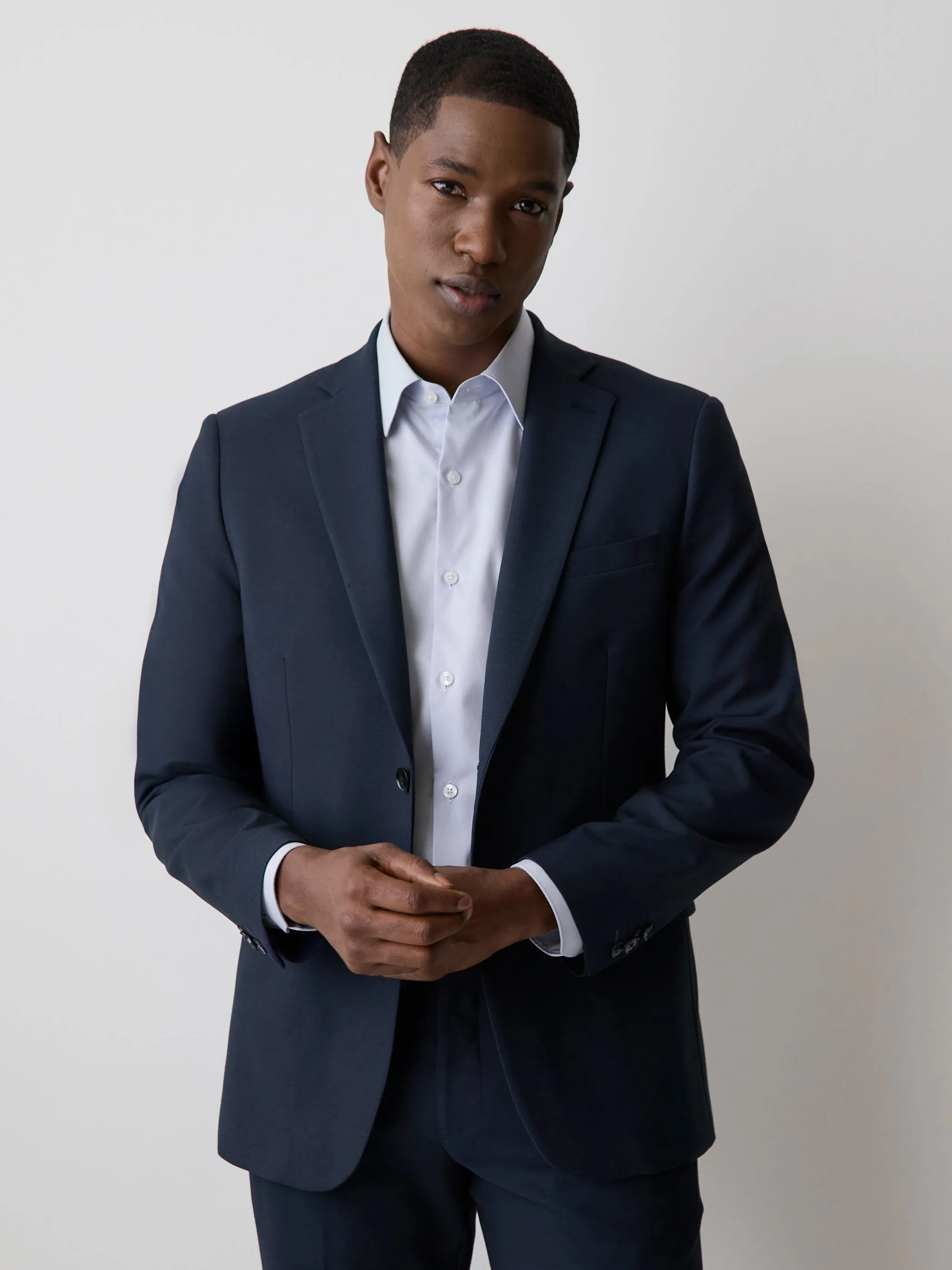 Essential Tailored Fit Navy Bue Suit Blazer sold by RW&CO. product image thumbnail 2