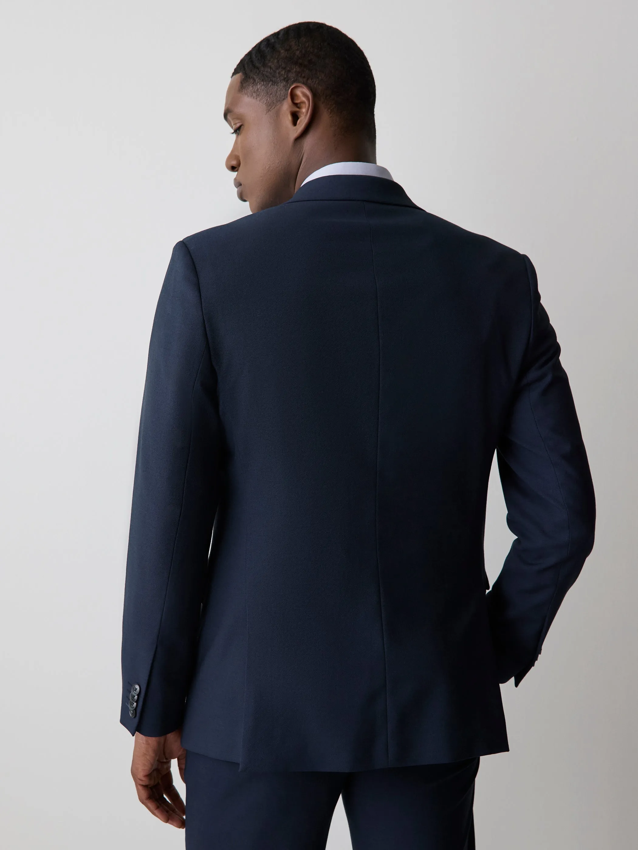Essential Tailored Fit Navy Bue Suit Blazer sold by RW&CO. product image thumbnail 3