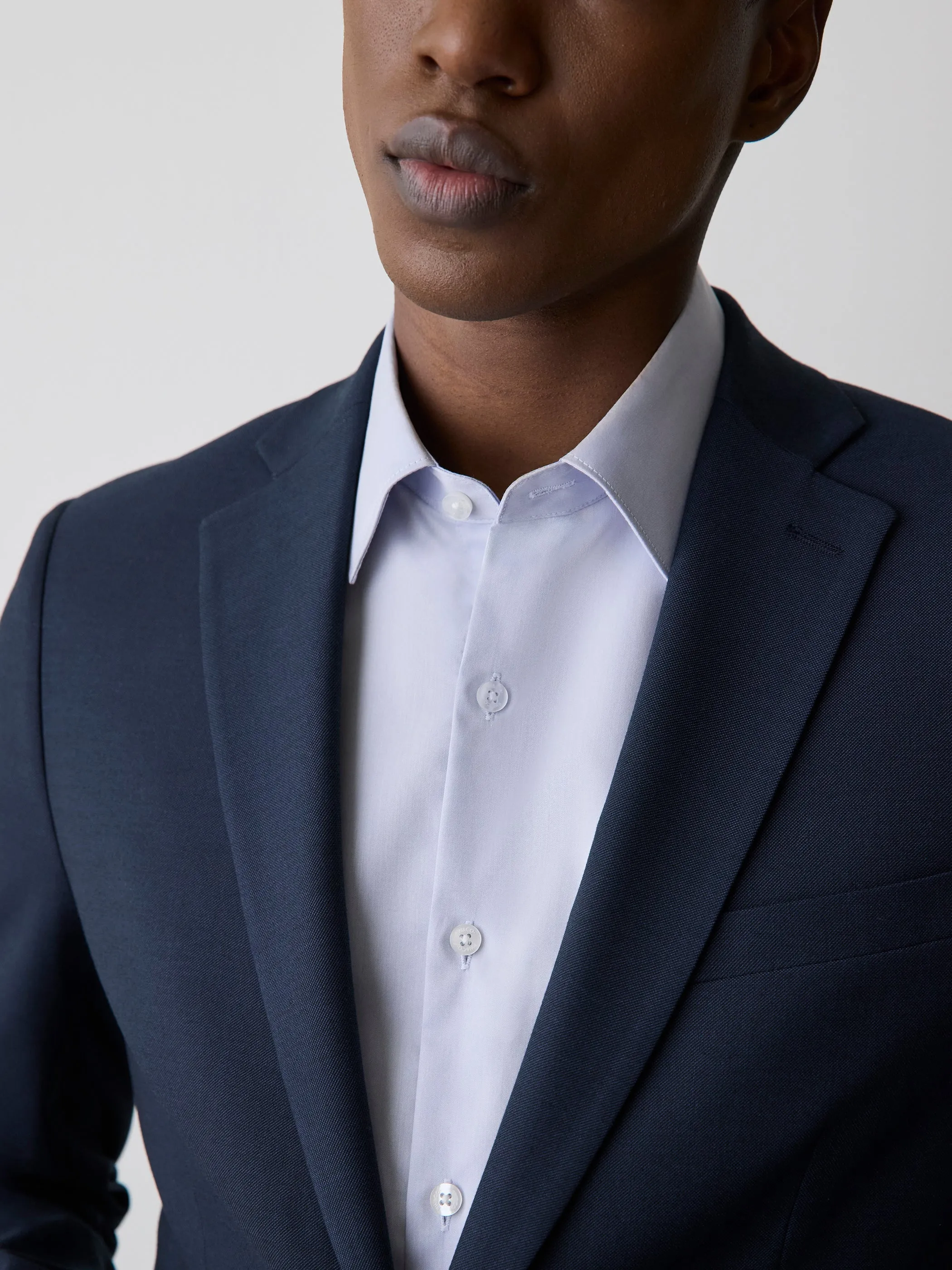 Essential Tailored Fit Navy Bue Suit Blazer sold by RW&CO. product image thumbnail 4