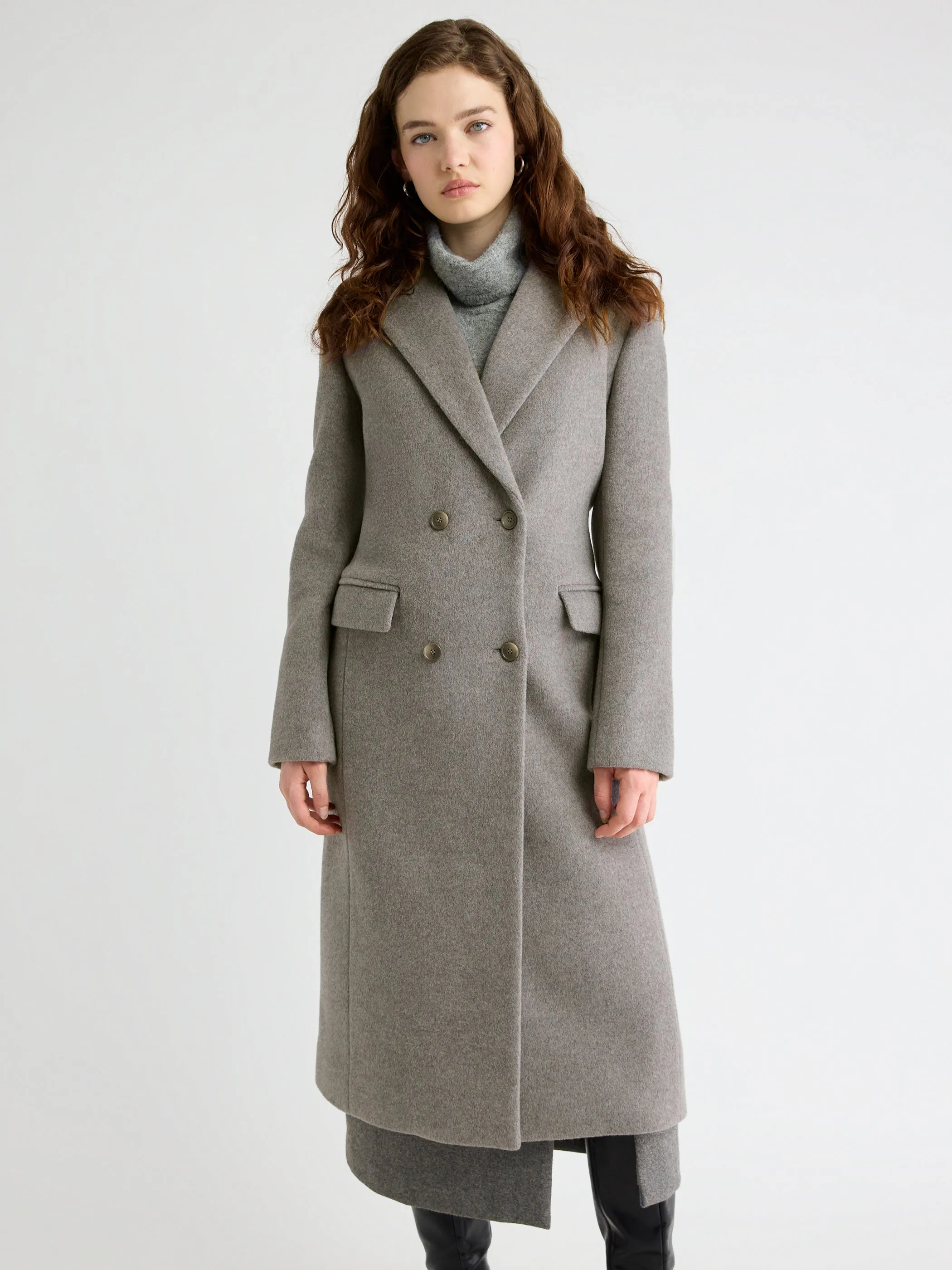 Wool-Cashmere Blend Long Double-Breasted Coat sold by RW&CO. product image thumbnail 2