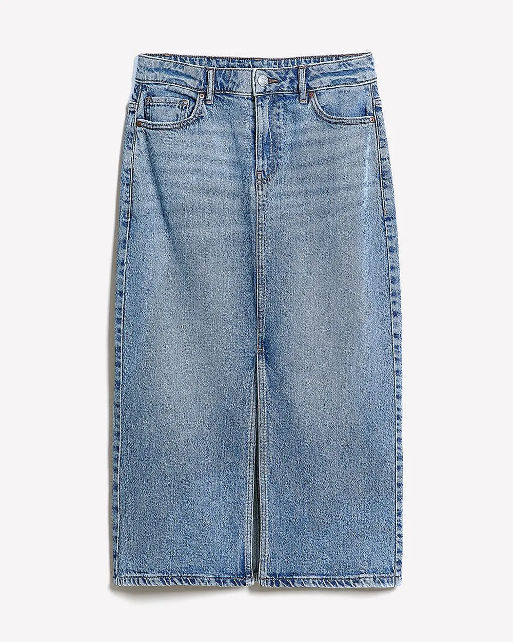 Denim High-Rise Straight Midi Skirt sold by RW&CO. product image thumbnail 4