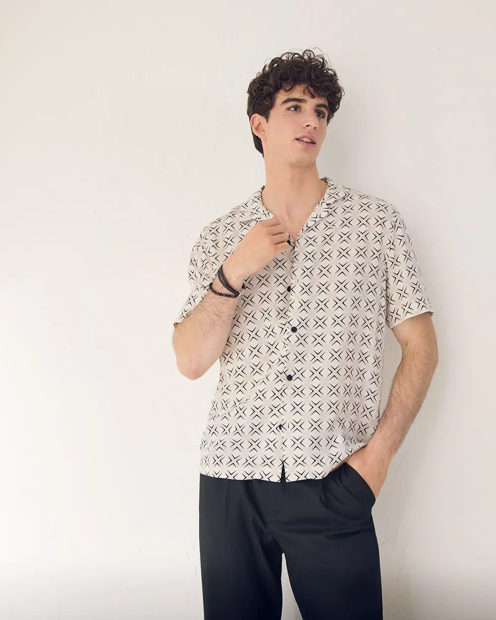 Short-Sleeve Shirt with Camp Collar sold by RW&CO.