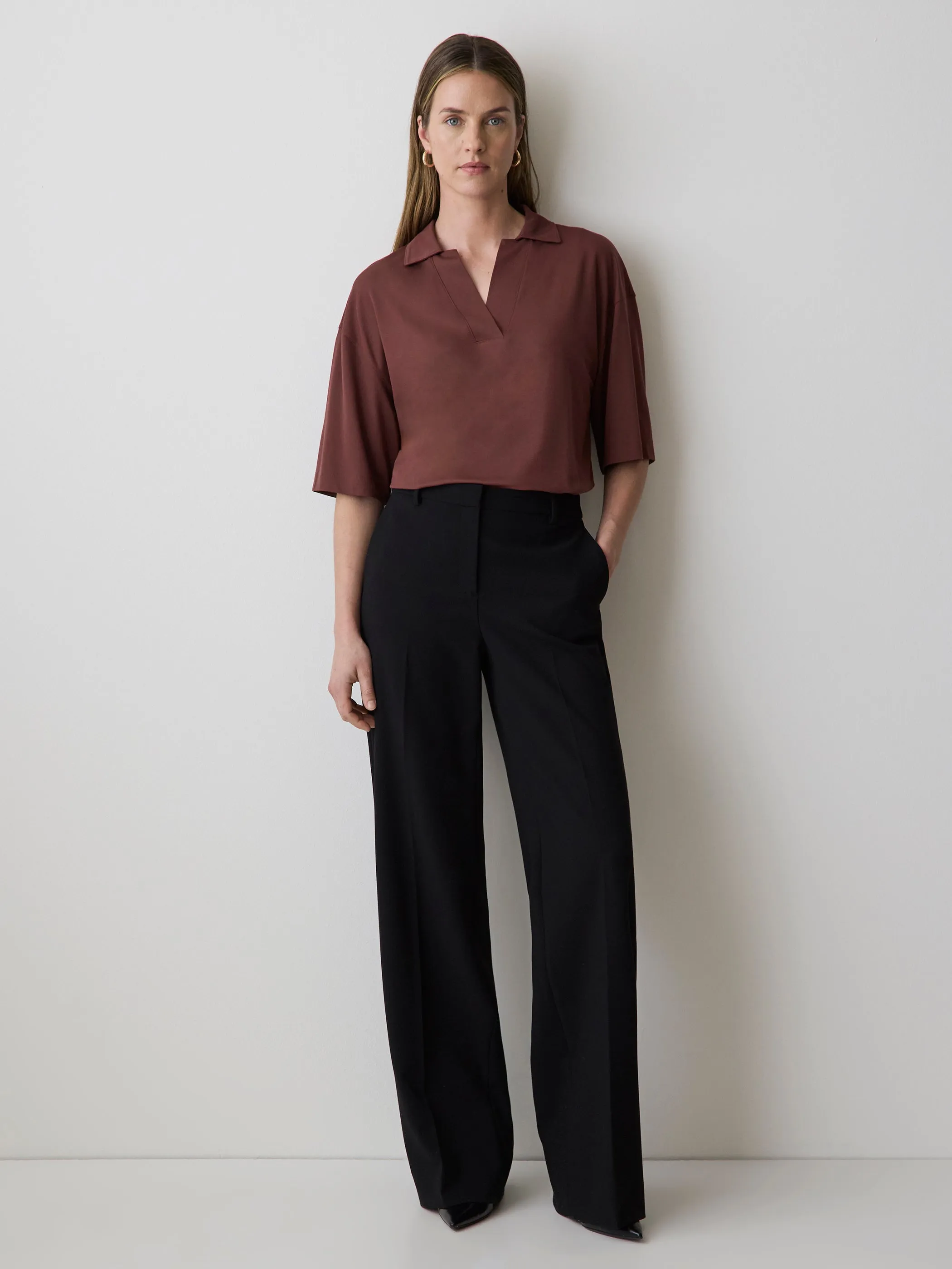 Mid-Rise Wide-Leg Heavy Twill Pant sold by RW&CO. product image thumbnail 2