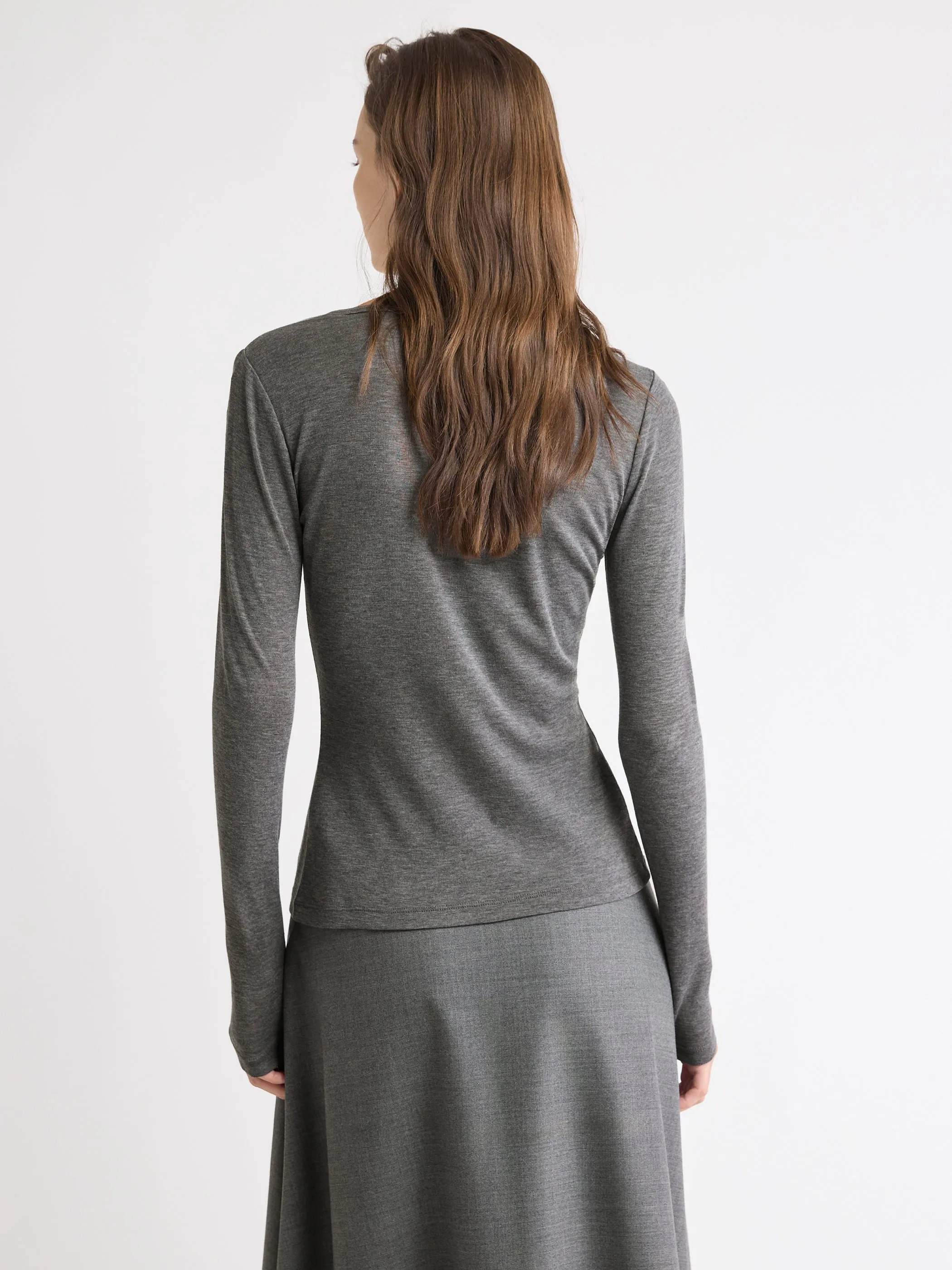 Wool-Blend Scoop-Neck Long-Sleeve Top sold by RW&CO. product image thumbnail 3
