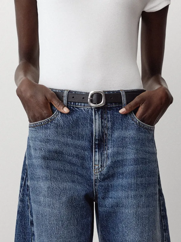 Leather Belt with Sculptural Buckle sold by RW&CO.