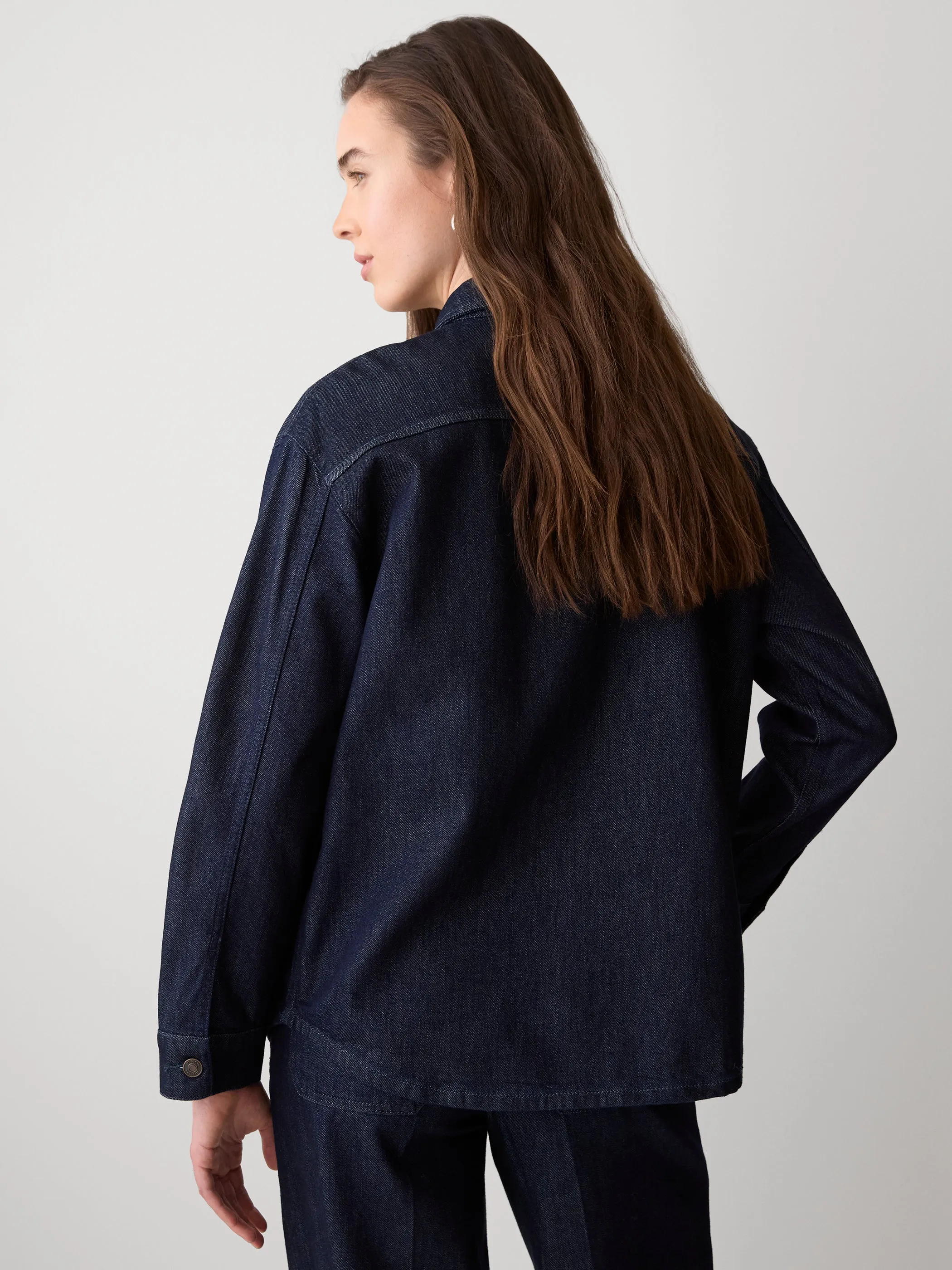 Long-Sleeve Buttoned-Down Denim Blouse sold by RW&CO. product image thumbnail 4