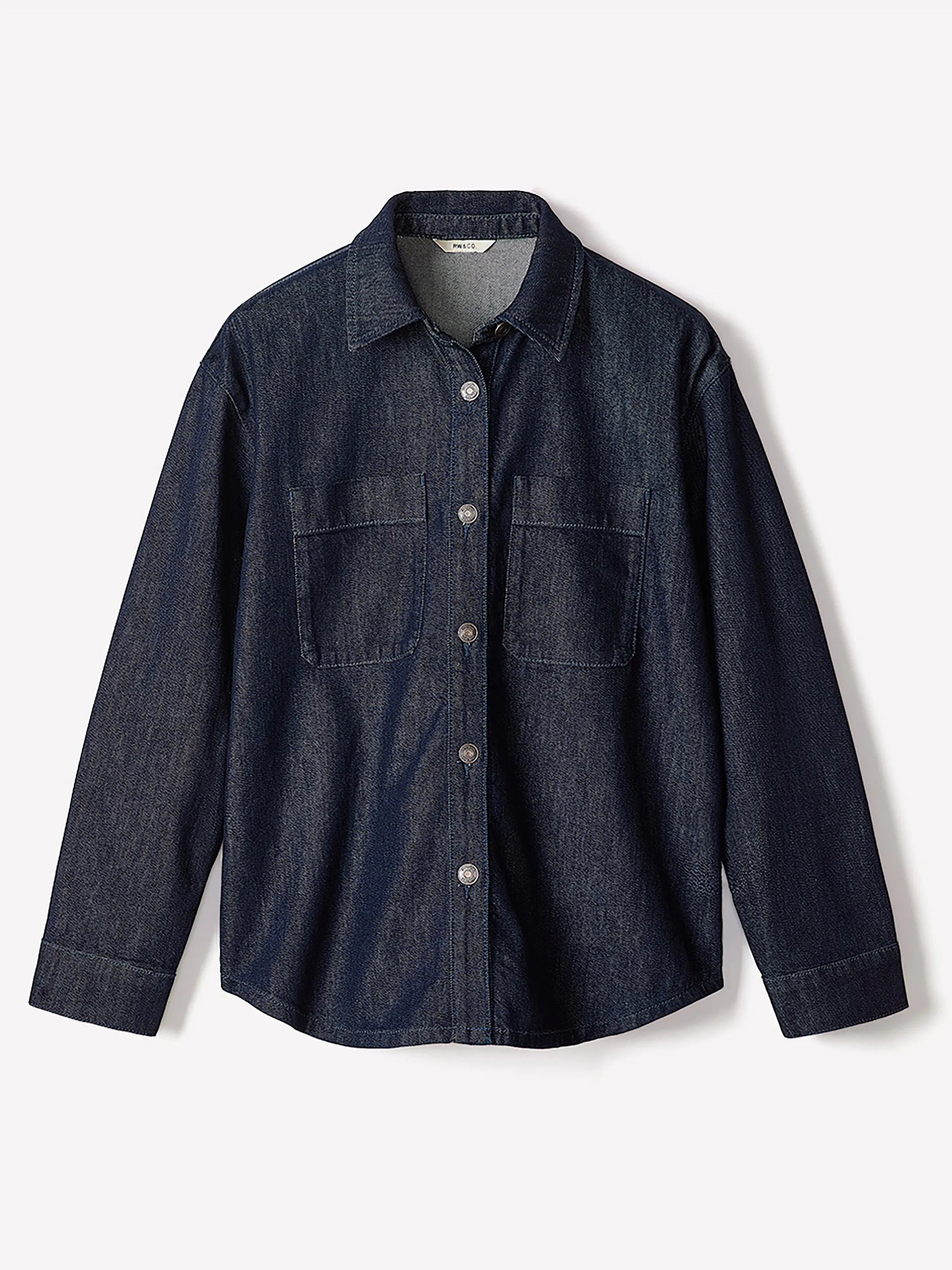 Long-Sleeve Buttoned-Down Denim Blouse sold by RW&CO. product image thumbnail 5