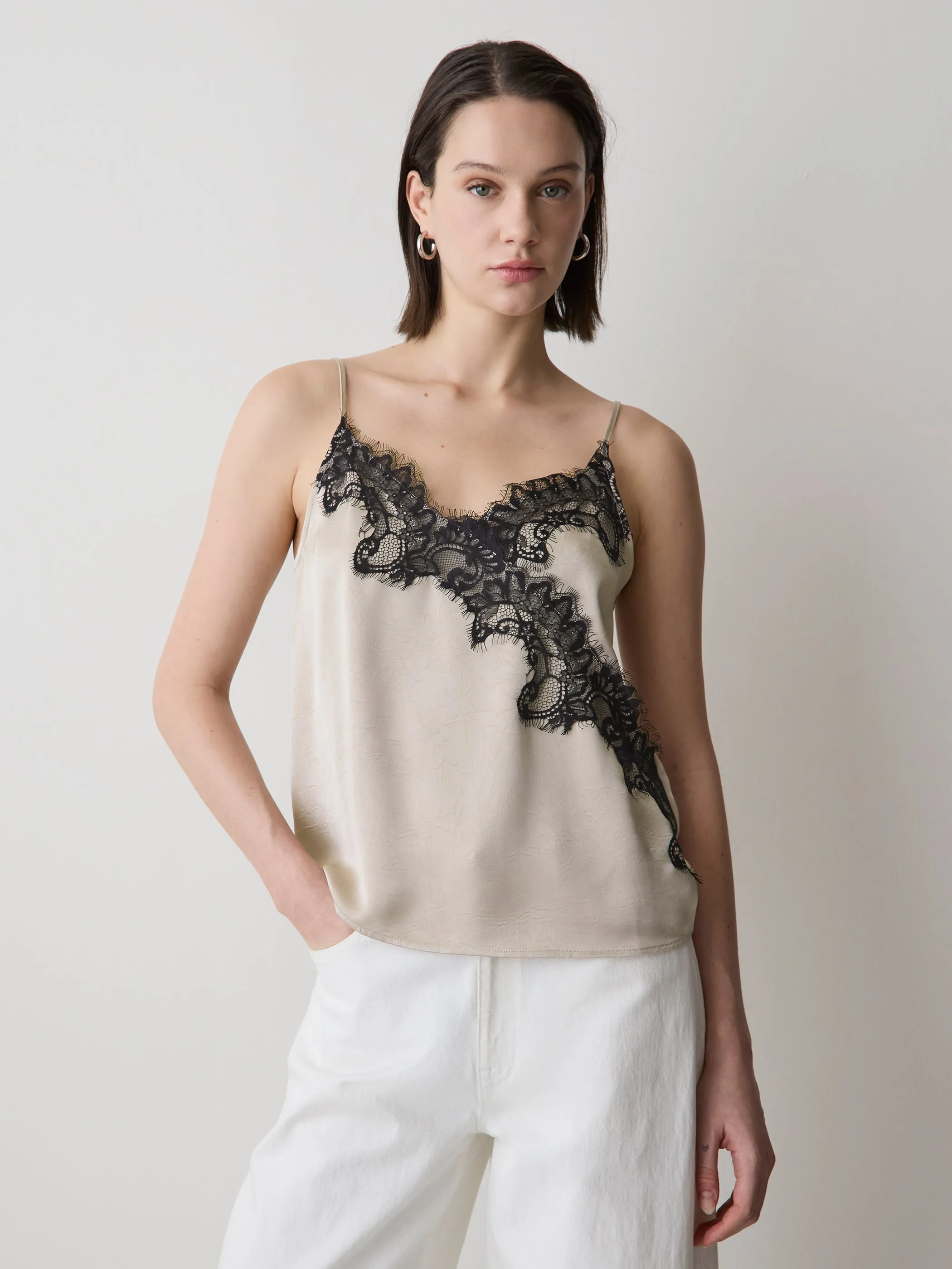Sleeveless V-Neck Satin Blouse with Lace Trim sold by RW&CO. product image thumbnail 5