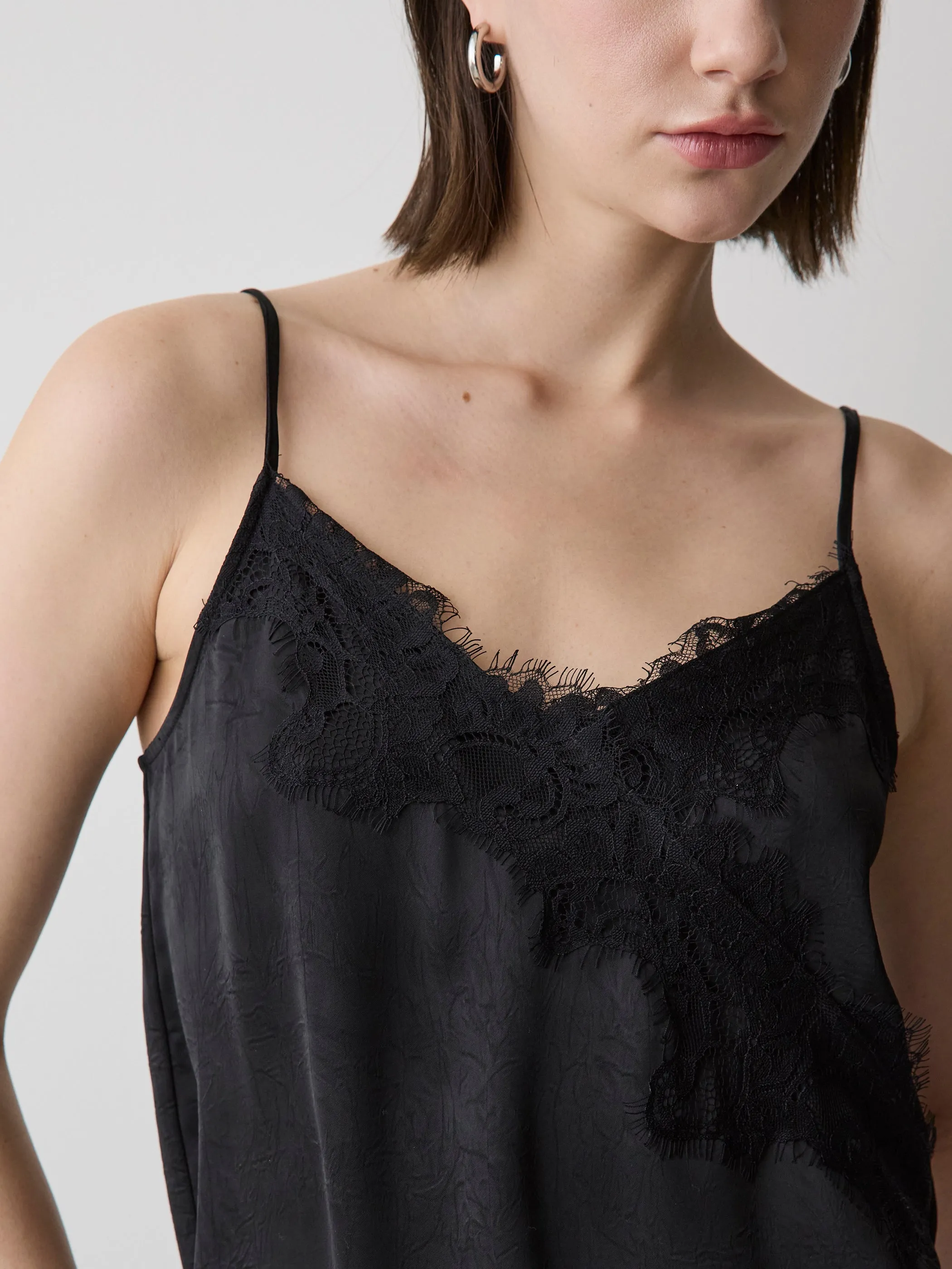 Sleeveless V-Neck Satin Blouse with Lace Trim sold by RW&CO. product image thumbnail 4