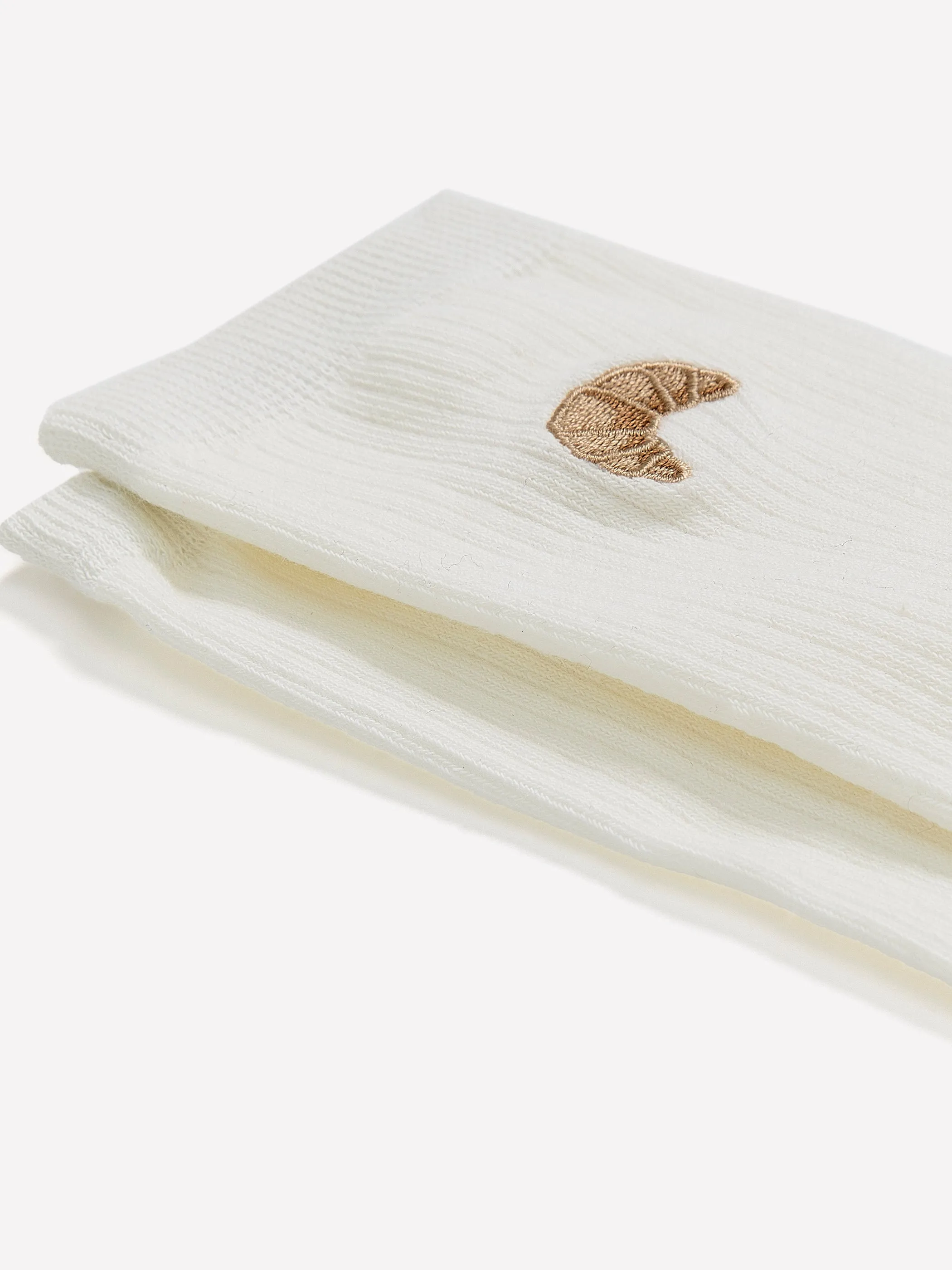 Ribbed Crew Socks with Croissant Embroidery sold by RW&CO. product image thumbnail 2