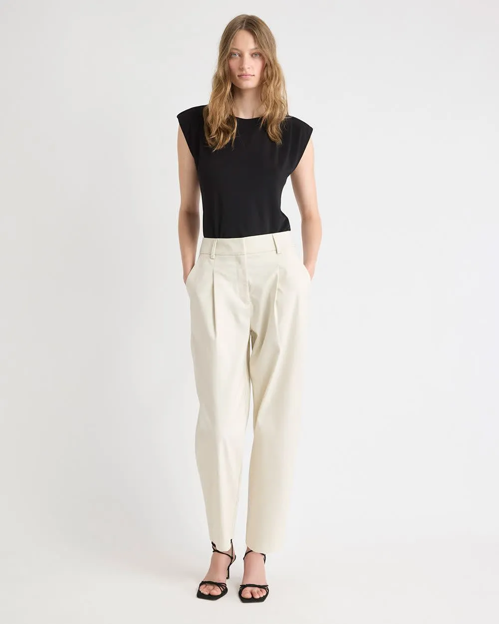 Twill High-Rise Barrel Ankle Pant sold by RW&CO. product image thumbnail 2