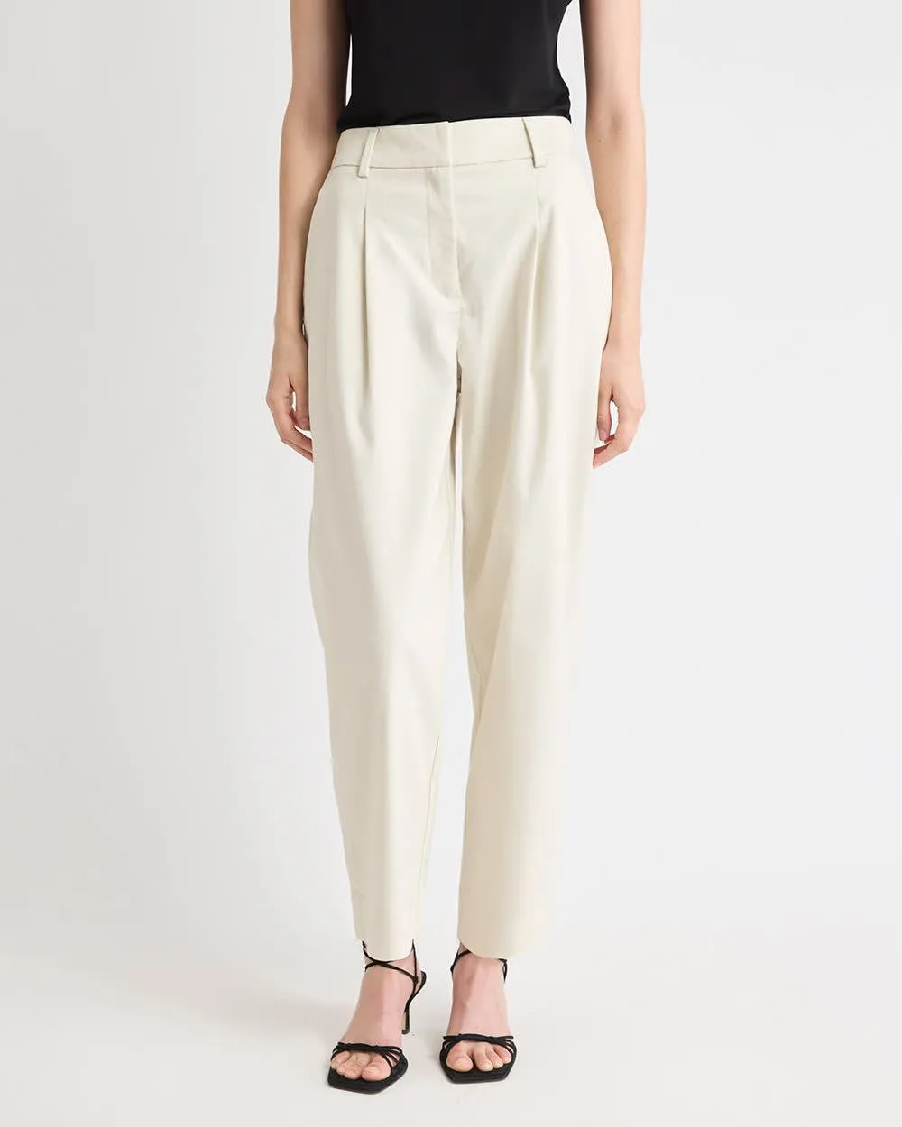 Twill High-Rise Barrel Ankle Pant sold by RW&CO.