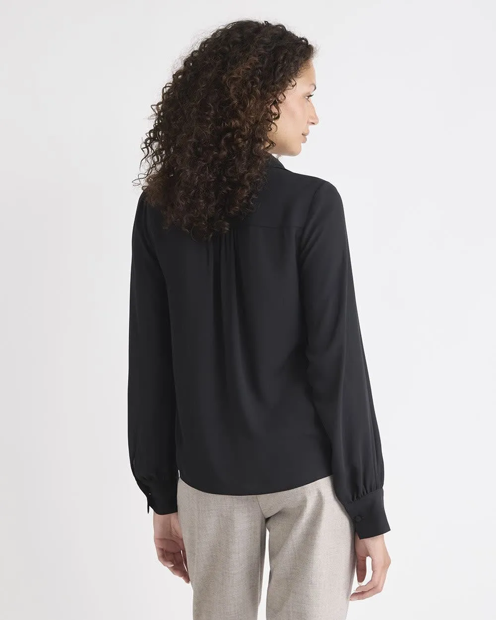 Silky Crepe Long-Sleeve Buttoned-Down Blouse sold by RW&CO. product image thumbnail 3