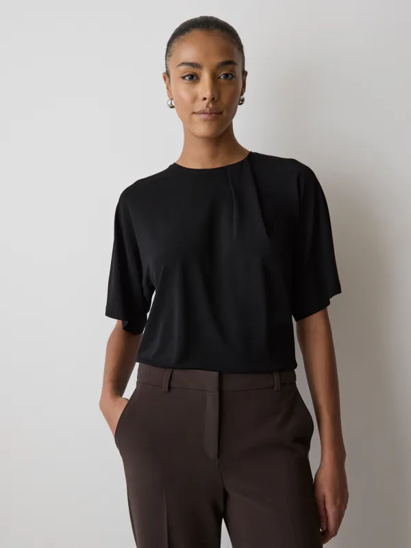 Short-Sleeve Crew-Neck Top with Pleated Detail sold by RW&CO.