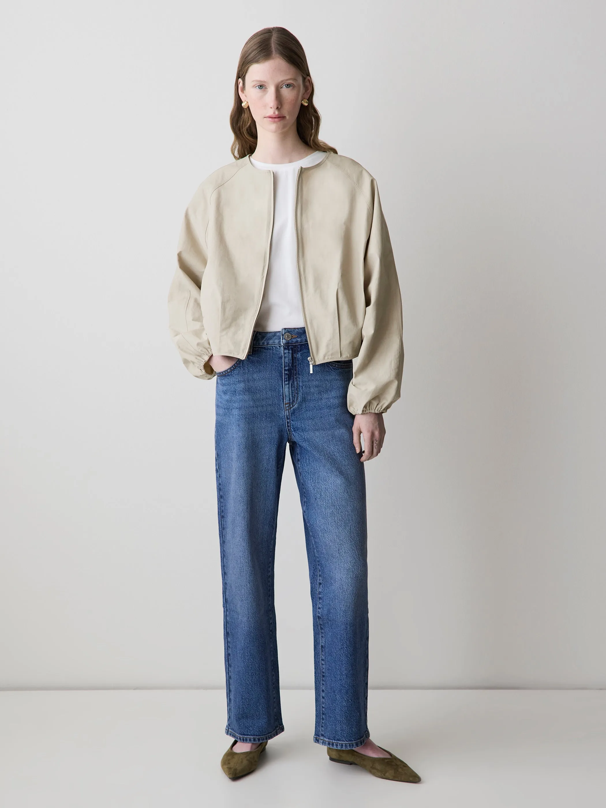 Short Twill Jacket with Cinched Waist sold by RW&CO. product image thumbnail 4