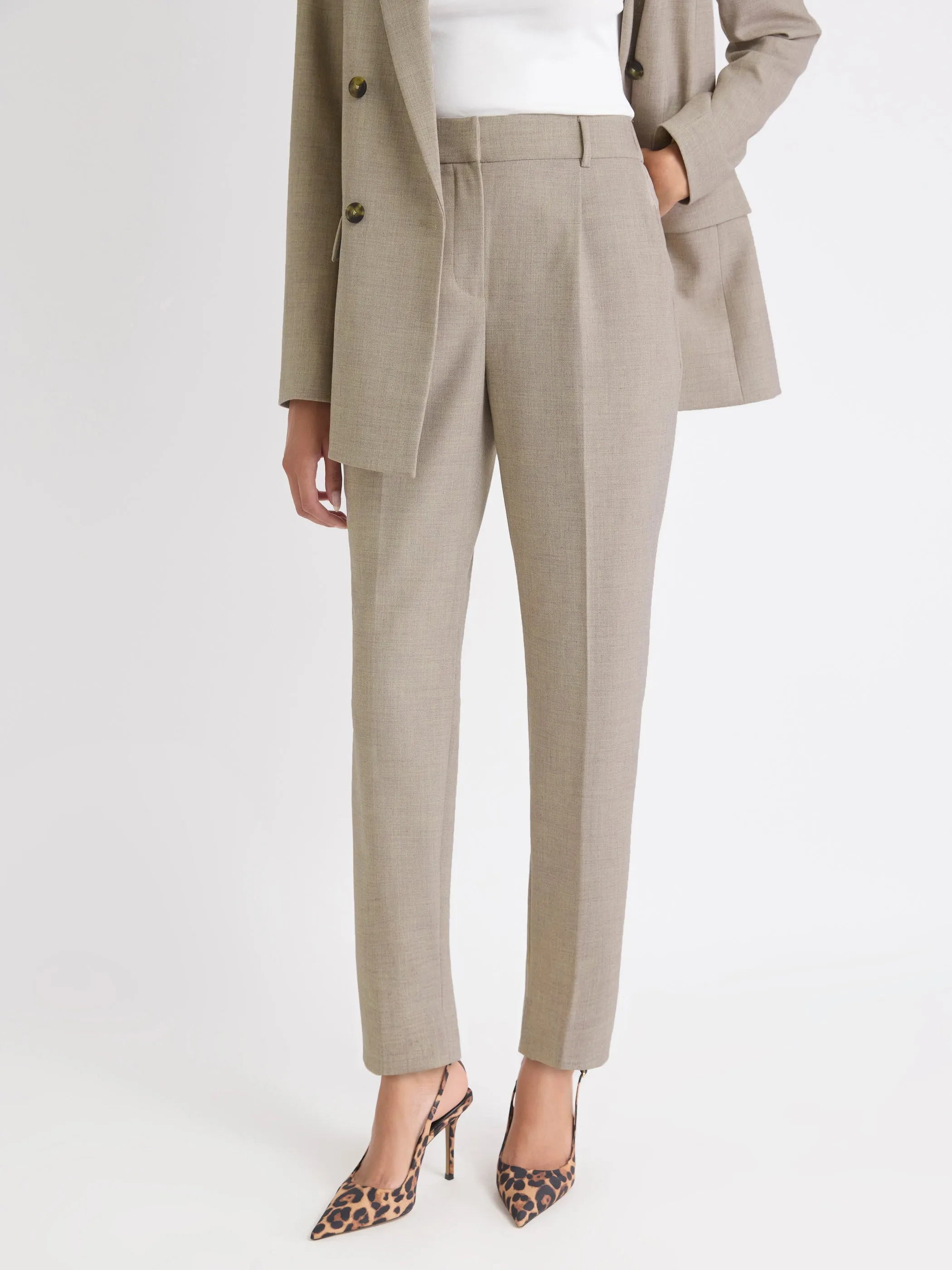 Taupe Tapered-Leg High-Rise Ankle Pant sold by RW&CO. product image thumbnail 2