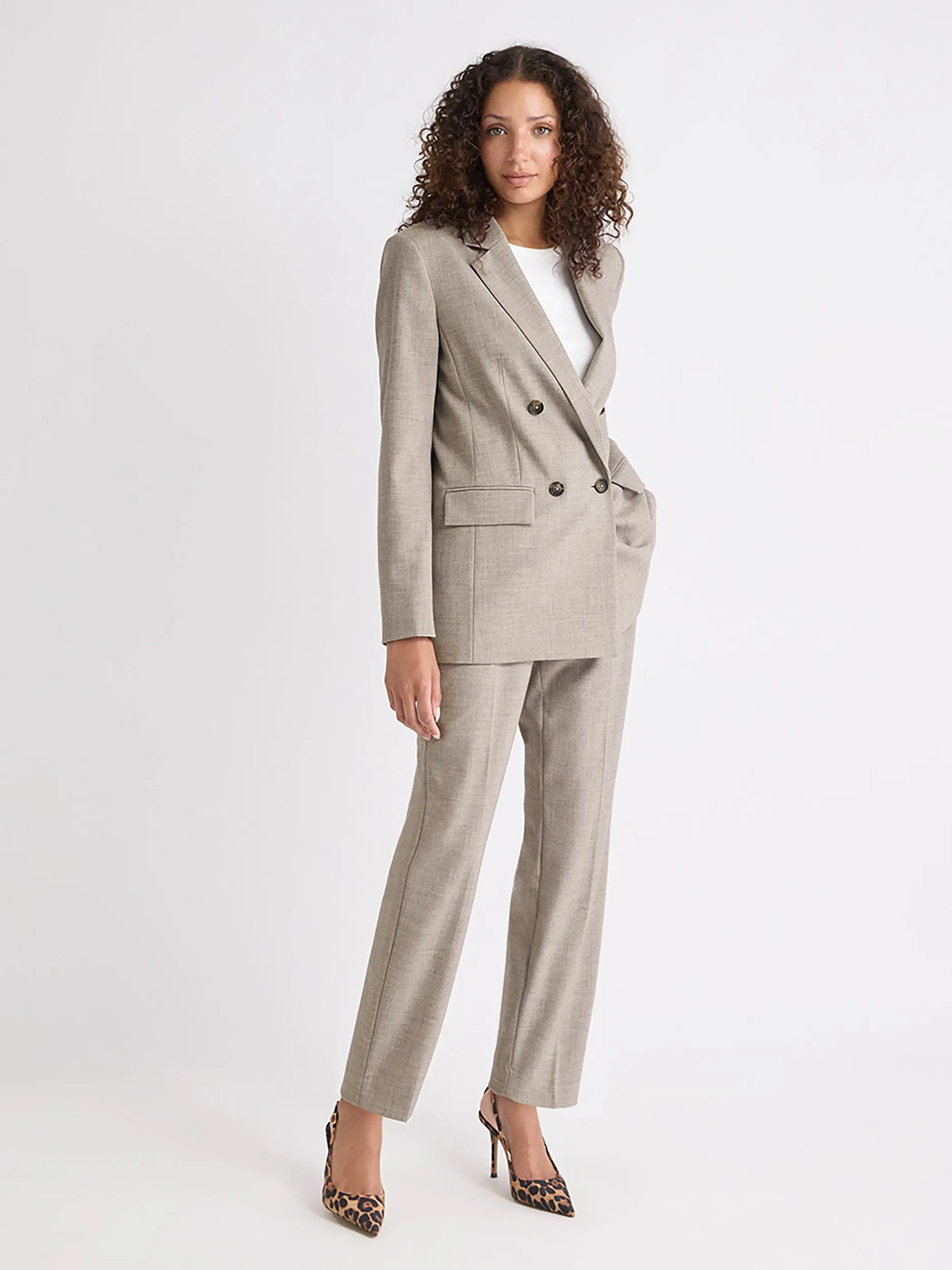 Taupe Tapered-Leg High-Rise Ankle Pant sold by RW&CO.