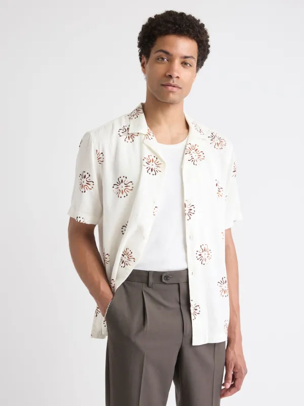 Linen-Blend Short-Sleeve Shirt with Camp Collar sold by RW&CO.