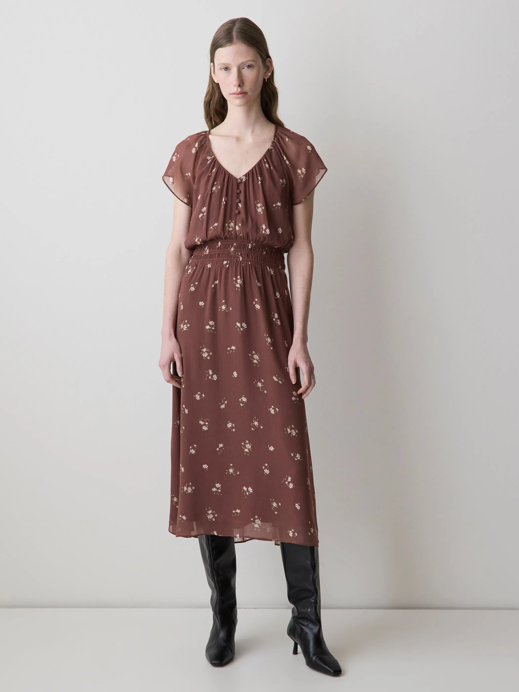 Fit-and-Flare Midi Dress with Short Flutter Sleeves sold by RW&CO. product image thumbnail 5