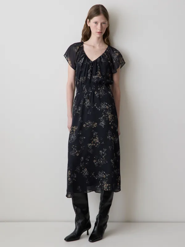 Fit-and-Flare Midi Dress with Short Flutter Sleeves sold by RW&CO.