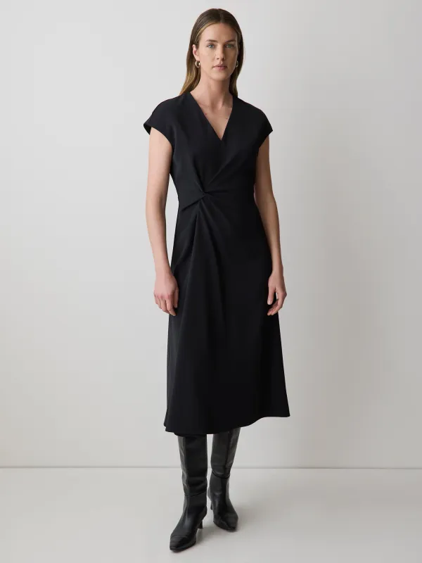 Extended-Sleeve V-Neck Twill Midi Dress sold by RW&CO.