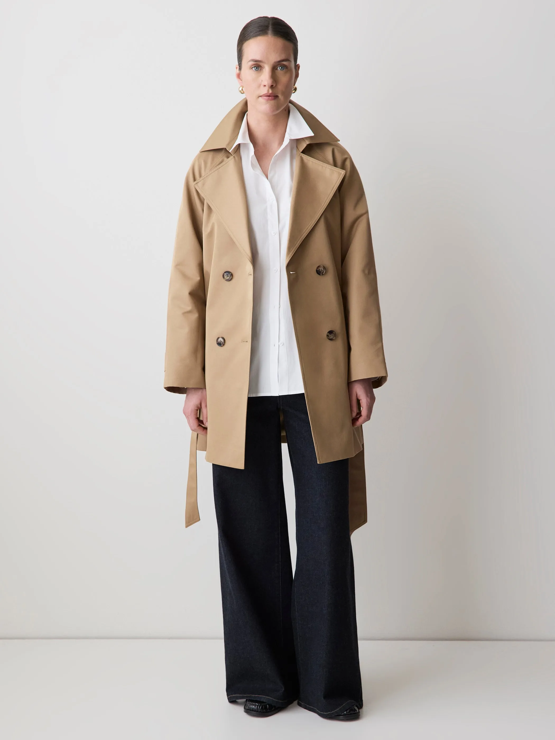 Double-Breasted Twill Trench Coat with Belt sold by RW&CO.