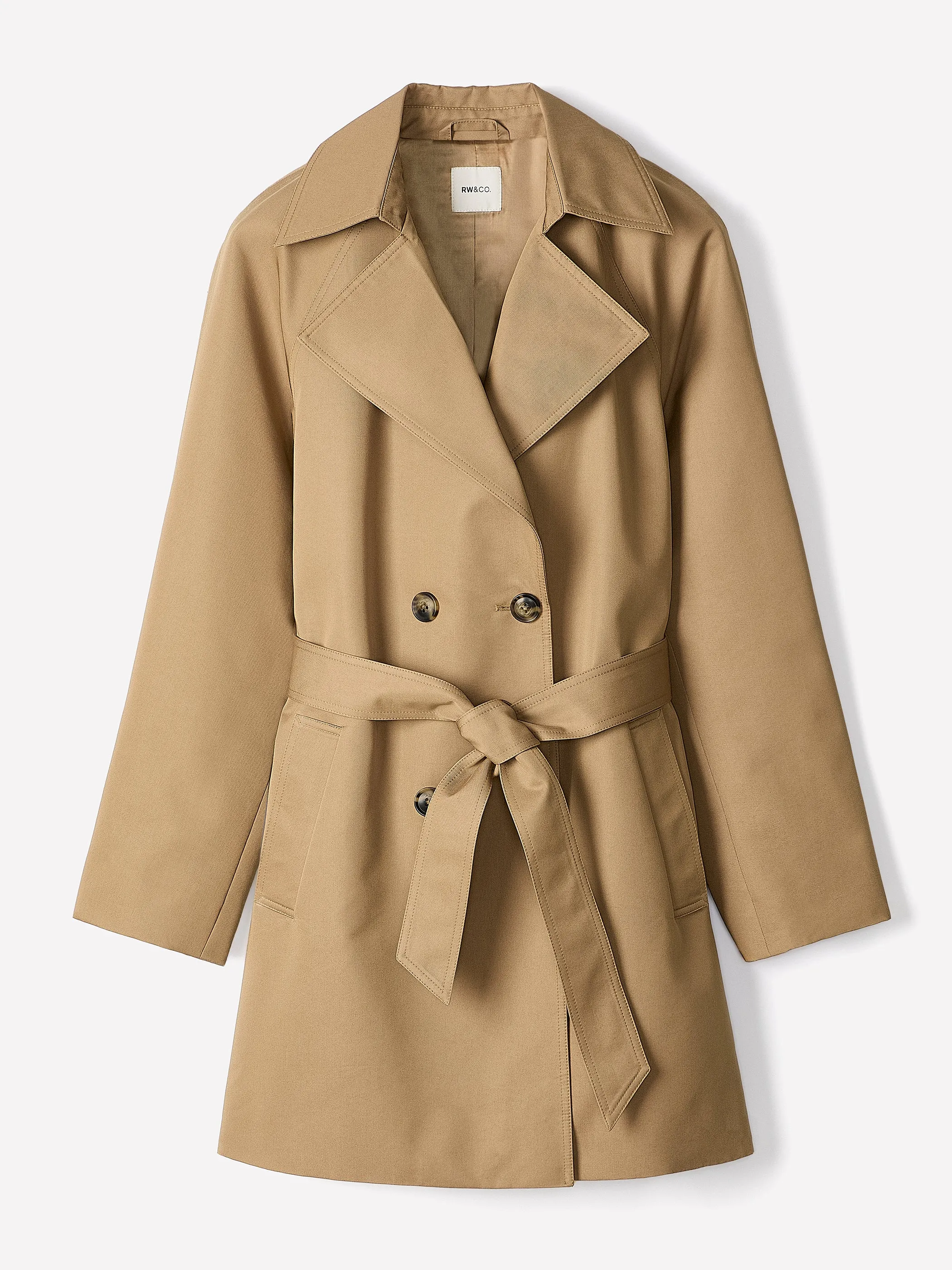 Double-Breasted Twill Trench Coat with Belt sold by RW&CO. product image thumbnail 5