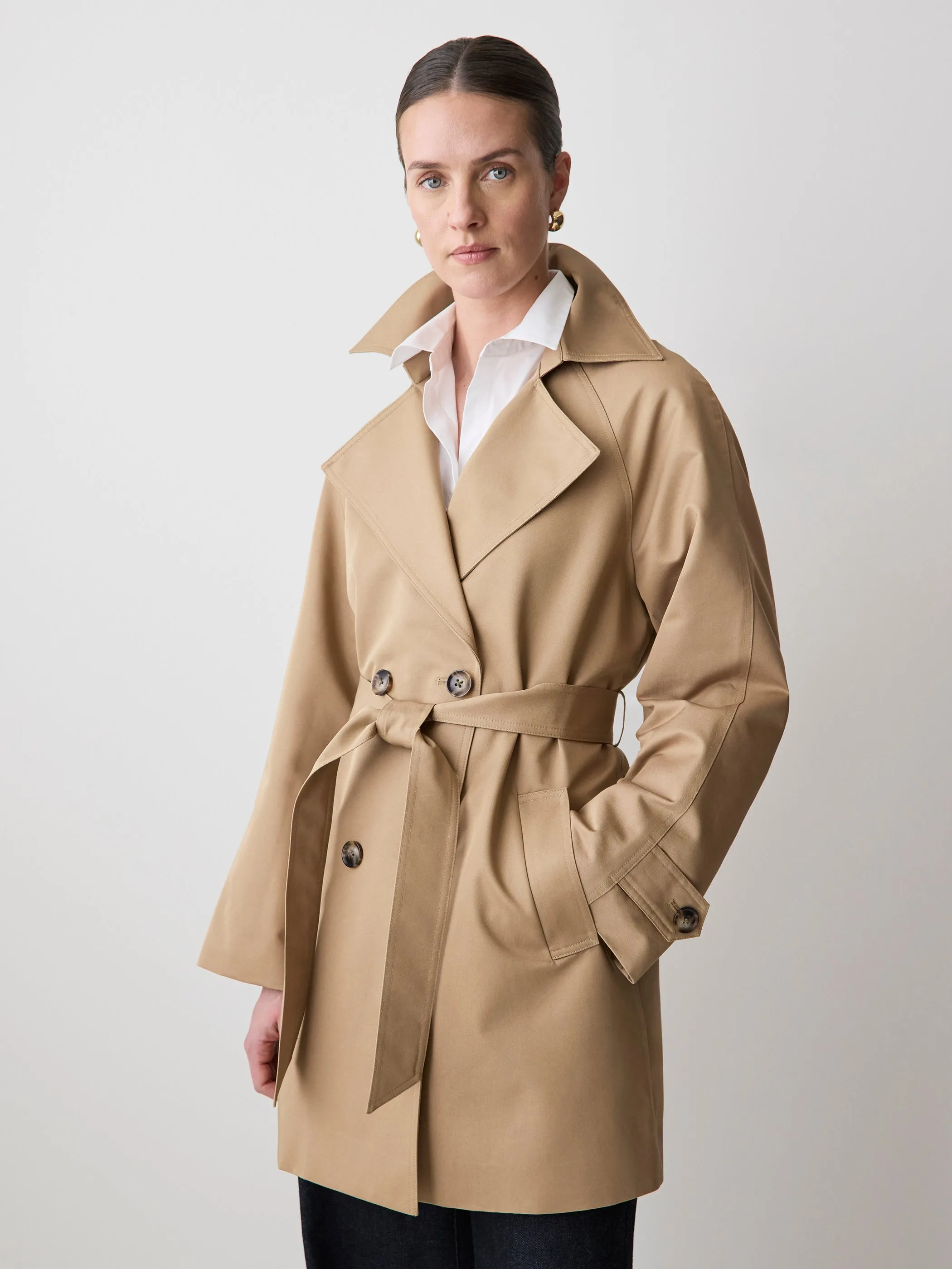 Double-Breasted Twill Trench Coat with Belt sold by RW&CO. product image thumbnail 3