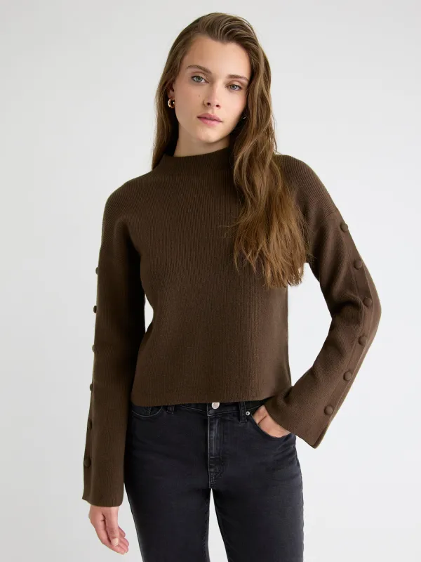 Mock-Neck Sweater with Buttons on Sleeves sold by RW&CO.