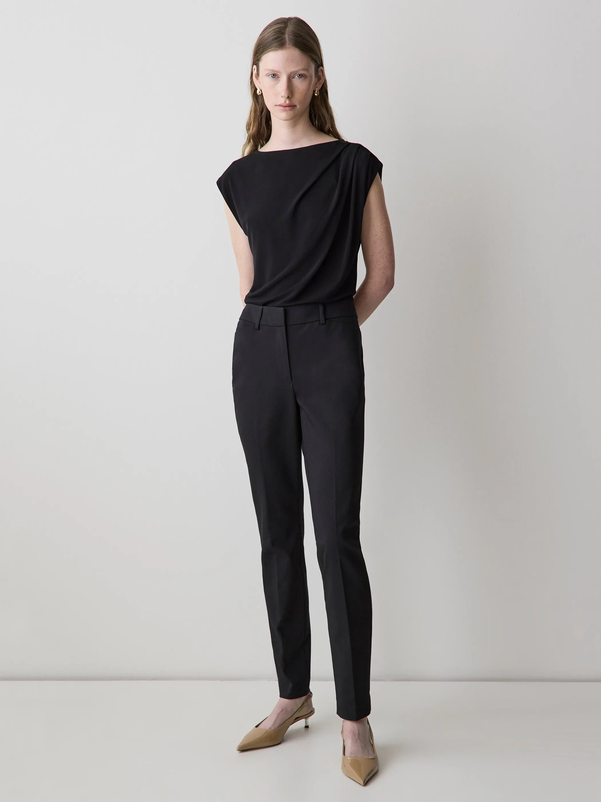 Extended-Sleeve Boat-Neck Top with Pleated Details sold by RW&CO. product image thumbnail 2