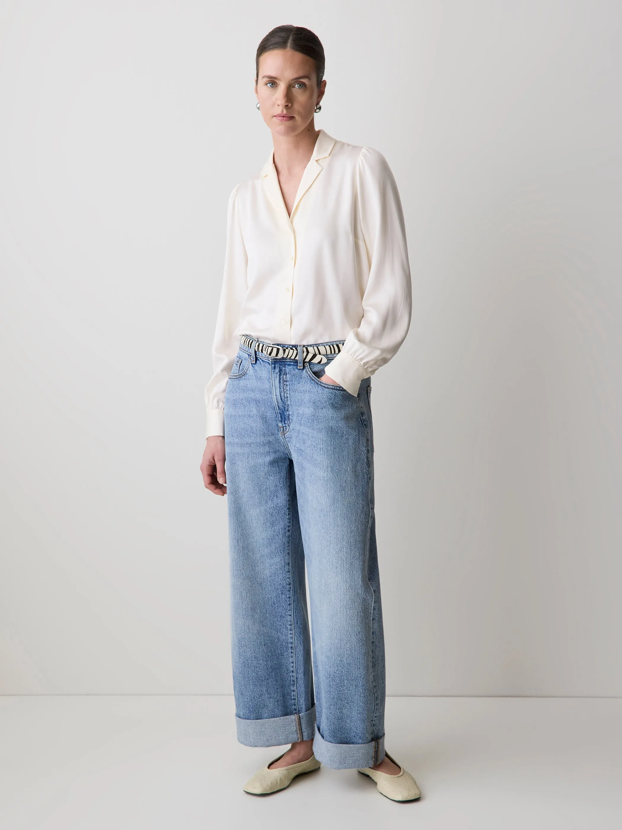 Long-Sleeve Buttoned-Down Fluid Blouse sold by RW&CO. product image thumbnail 2