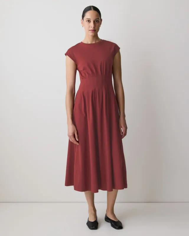 Extended-Sleeve Crew-Neck Midi Dress with Pintucks sold by RW&CO.