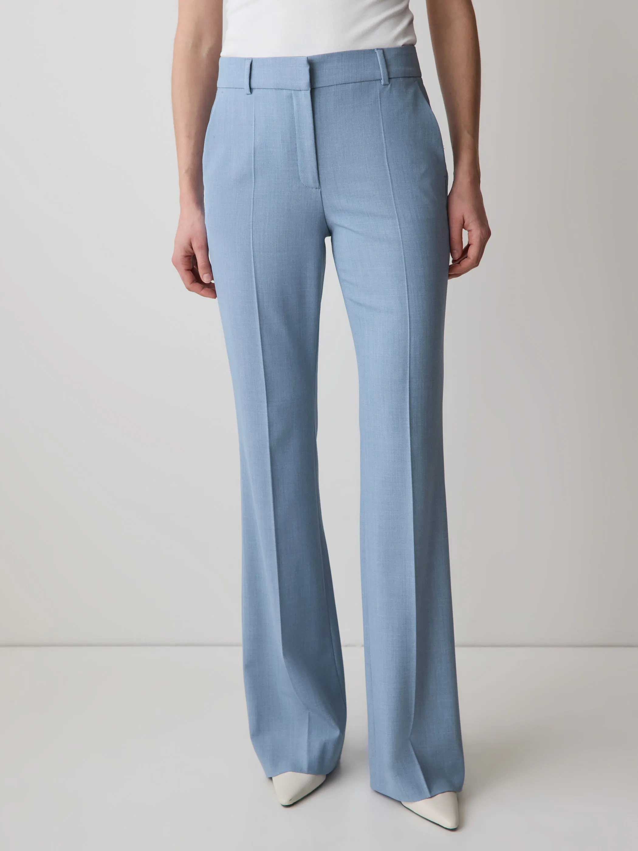 Light Blue Mid-Rise Flare-Leg Pant sold by RW&CO.