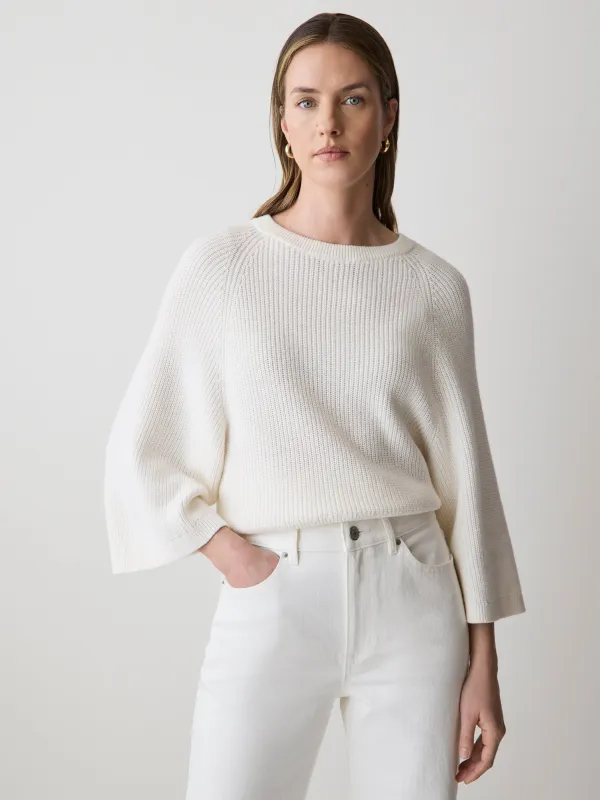 Wide-Sleeve Crew-Neck Merino-Blend Sweater sold by RW&CO.
